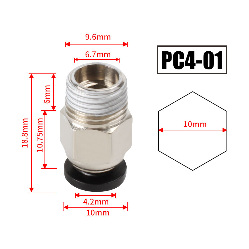 10pcs/lot PC4-M10 Pneumatic Co - огляд і ціна Bowden Tube