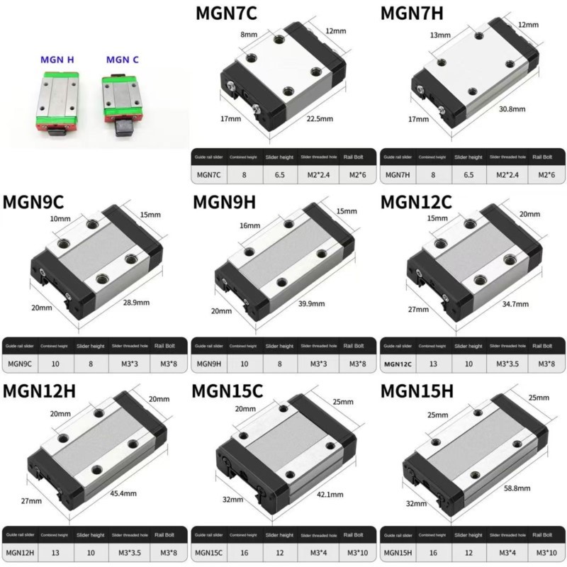 2pcs MGN12H MGN12C MGN7H MGN7C - огляд і ціна Linear Rail Mgn12H Set